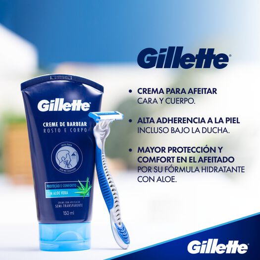 Crema de Afeitar Gillette Cara y Cuerpo 150mL, , large image number 1