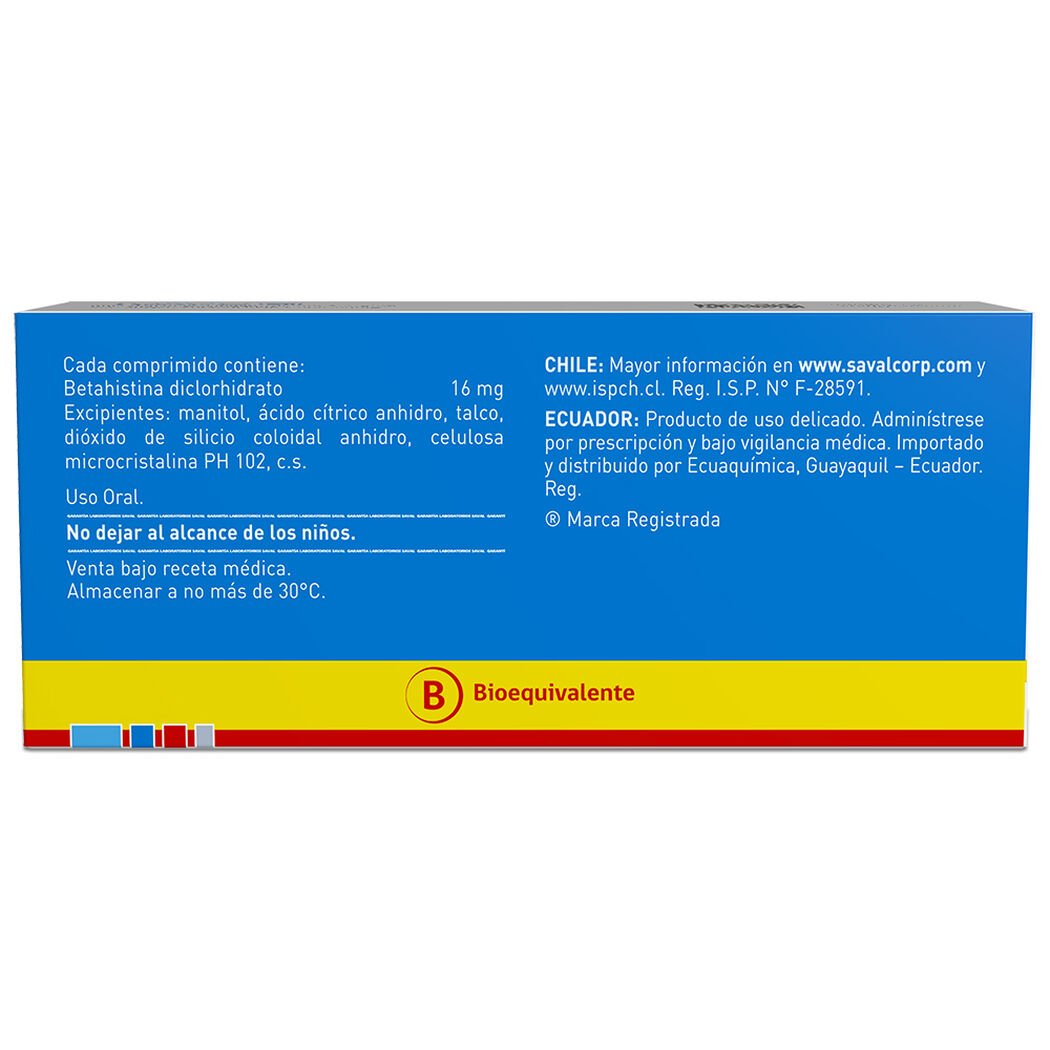 Vertifin Betahistina Diclorhidrato 16 mg 30 Comprimidos, , large image number 1