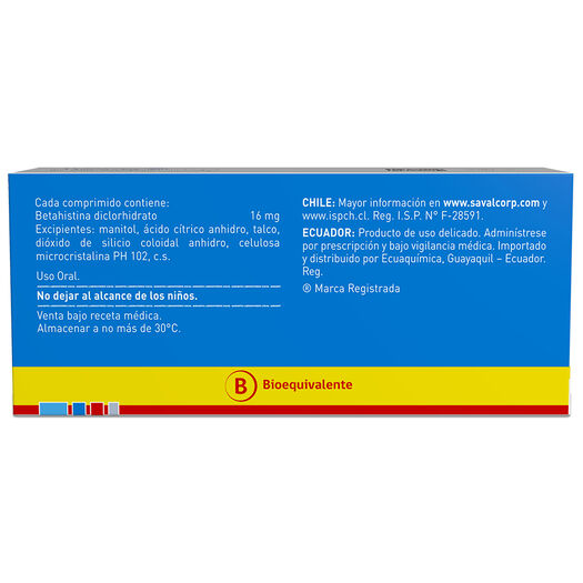 Vertifin Betahistina Diclorhidrato 16 mg 30 Comprimidos, , large image number 1