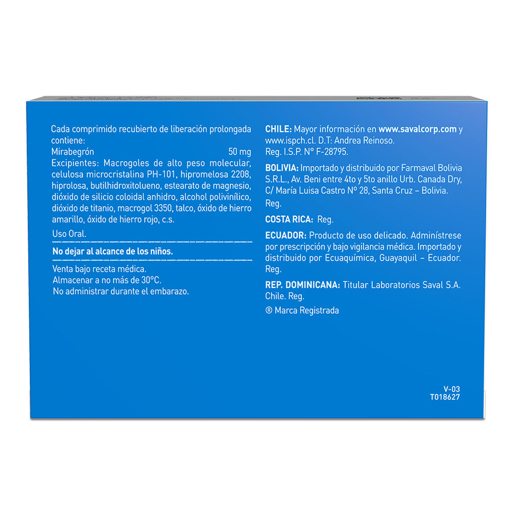 Mictium Mirabegron 50 mg 30 Comprimidos Recubiertos de Liberaci&oacute;n Prolongada, , large image number 1