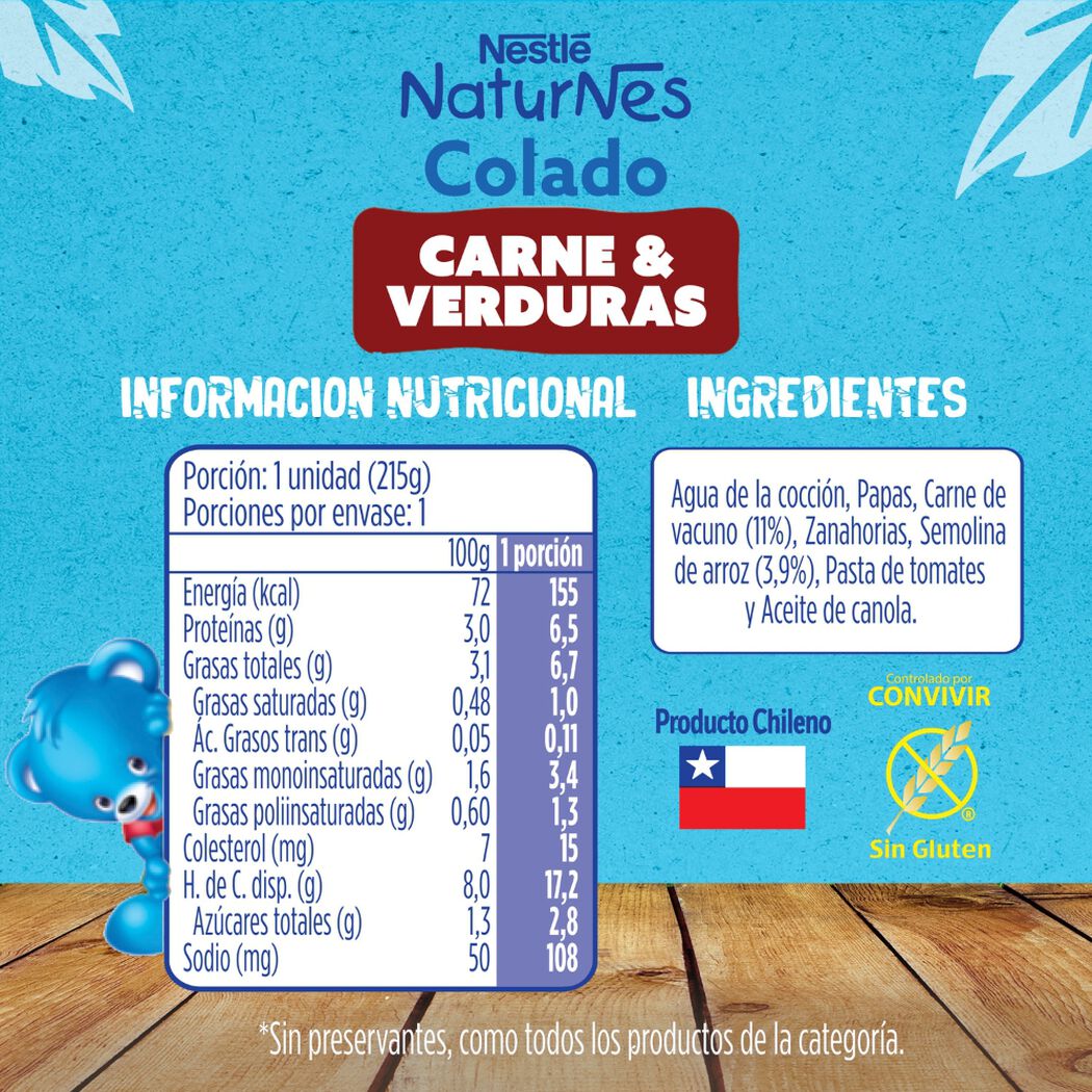 Colado Nestle Carne y Verduras 9+ Meses 215 g, , large image number 2