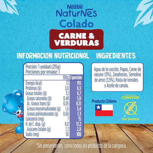 Colado Nestle Carne y Verduras 9+ Meses 215 g, , large image number 2