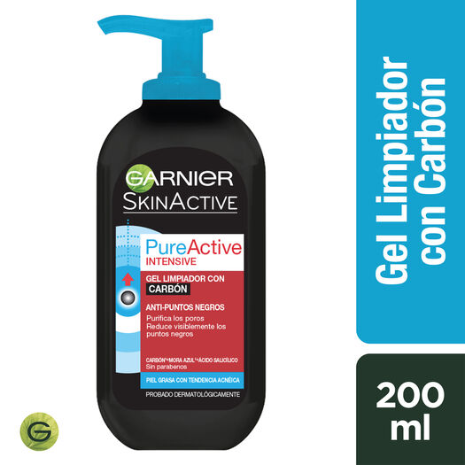 Garnier Gel Limpiador Pure Active Intensive Carbon x 200 mL, , large image number 0