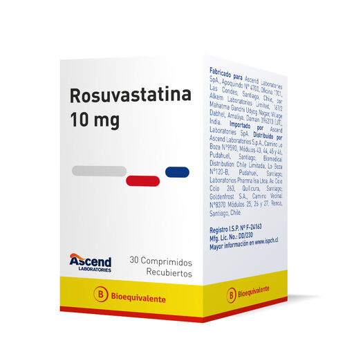 Rosuvastatina 10 mg x 30 Comprimidos Recubiertos ASCEND, , large image number 0
