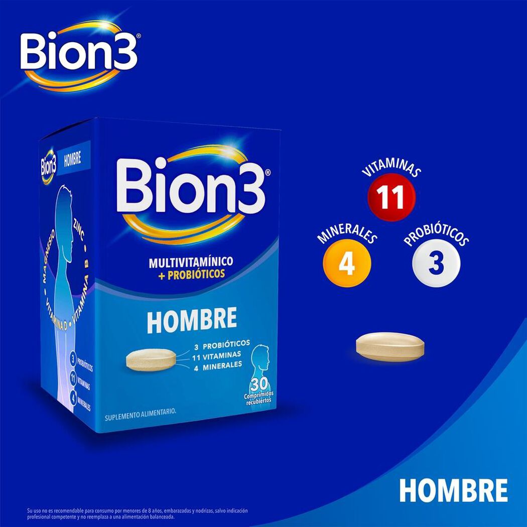 Bion 3 Hombre 30 Comprimidos Recubiertos, , large image number 2