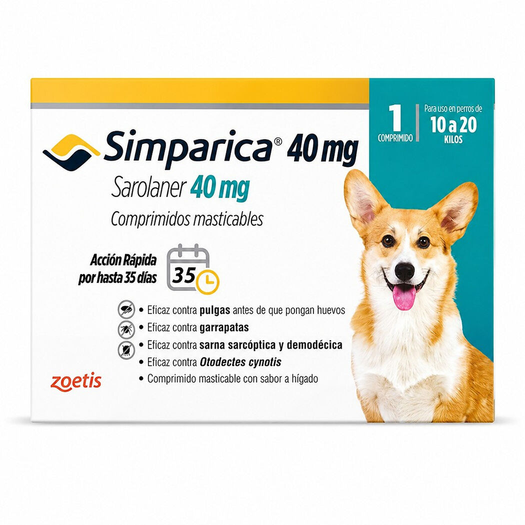 Vet Simparica 40Mg 10-20Kg 1Comp Mast, , large image number 0