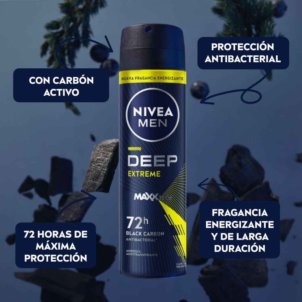 Desodorante en Spray Nivea Men Deep Extreme 150 ml, , large image number 2