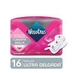 Toalla Higiénica Nosotras Ultra Delgada Cubierta Malla Flujo Regular 16 un