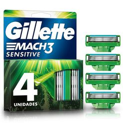 Repuestos Maquina De Afeitar Gillette Mach3 Sensitive Con Aloe Y Vitamina E, 4 Unidades 