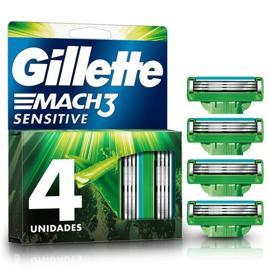 Repuestos Maquina De Afeitar Gillette Mach3 Sensitive Con Aloe Y Vitamina E, 4 Unidades , , large image number 0