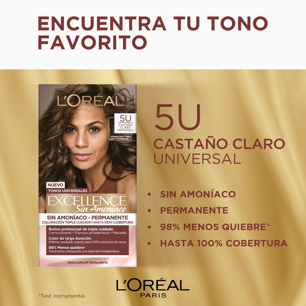 Tintura Excellence Sin Amoníaco 5 U Castaño Claro Universal 1 un, , large image number 3