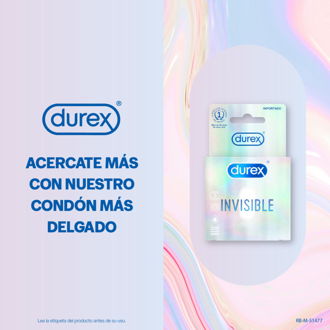 Durex Condones Invisible 3 unidades, , large image number 1
