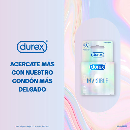 Durex Condones Invisible 3 unidades, , large image number 1