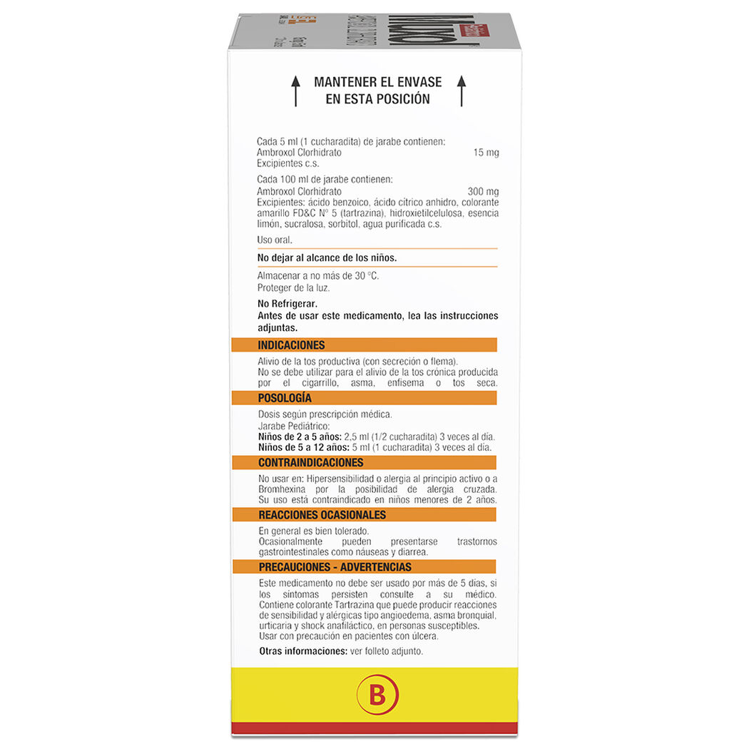 Muxol Jarabe Pediátrico Ambroxol Clorhidrato 300 mg 100 ml, , large image number 1