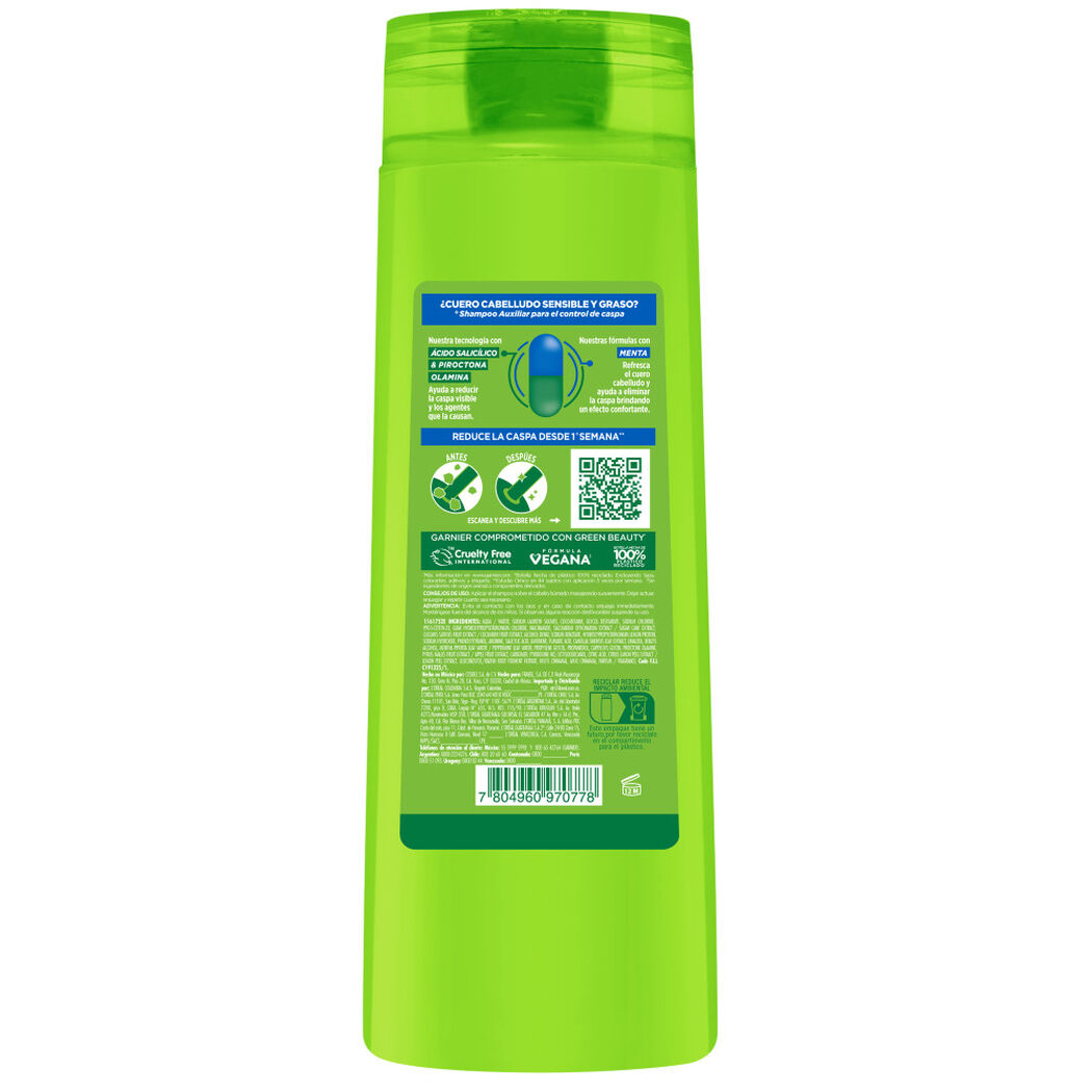 Shampoo Fructis Anticaspa Graso 350 mL, , large image number 3