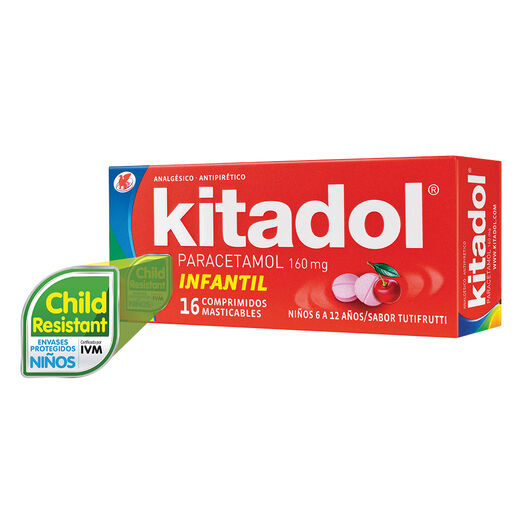 Kitadol 160 mg x 16 Comprimidos Masticables, , large image number 0