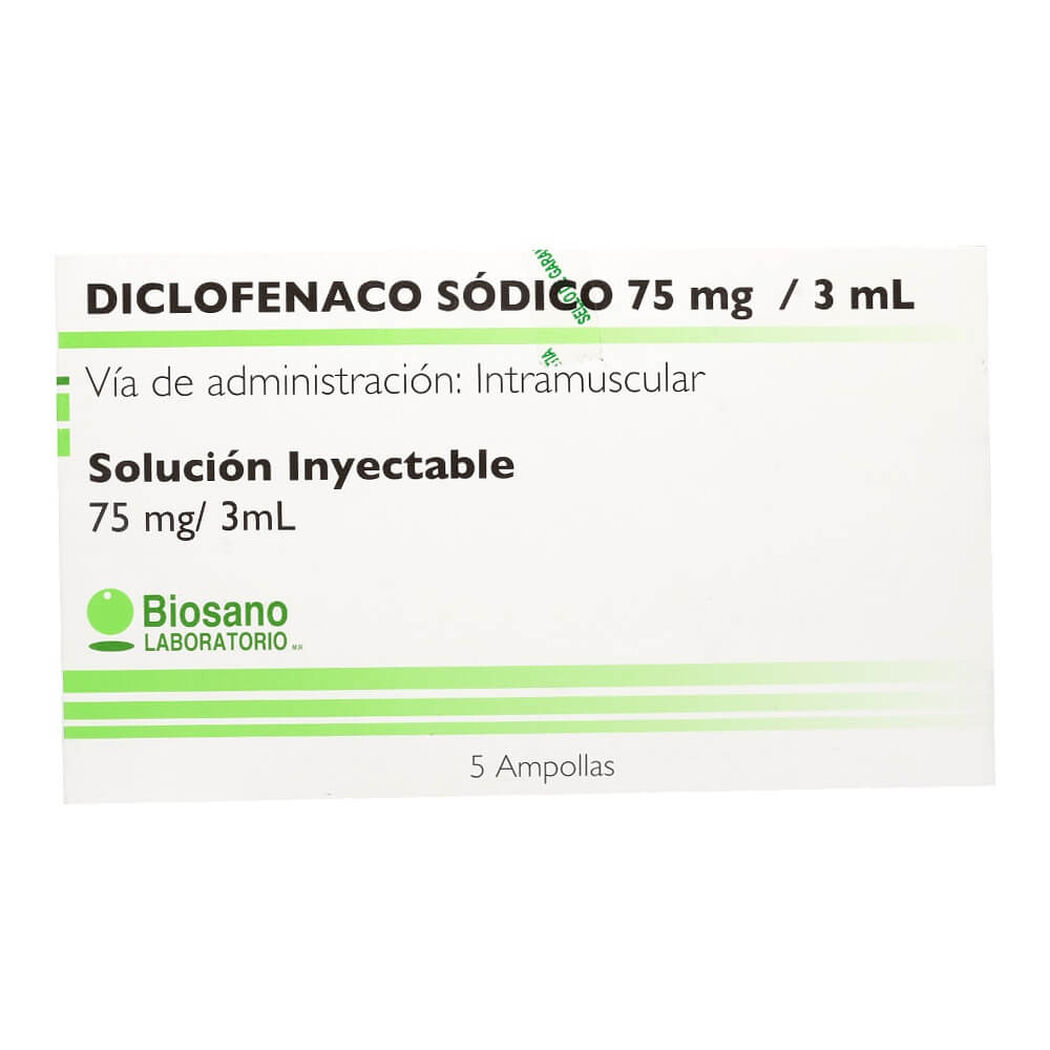 Diclofenaco 75 mg Inyectable x 5 Ampollas 3 ml BIOSANO, , large image number 0