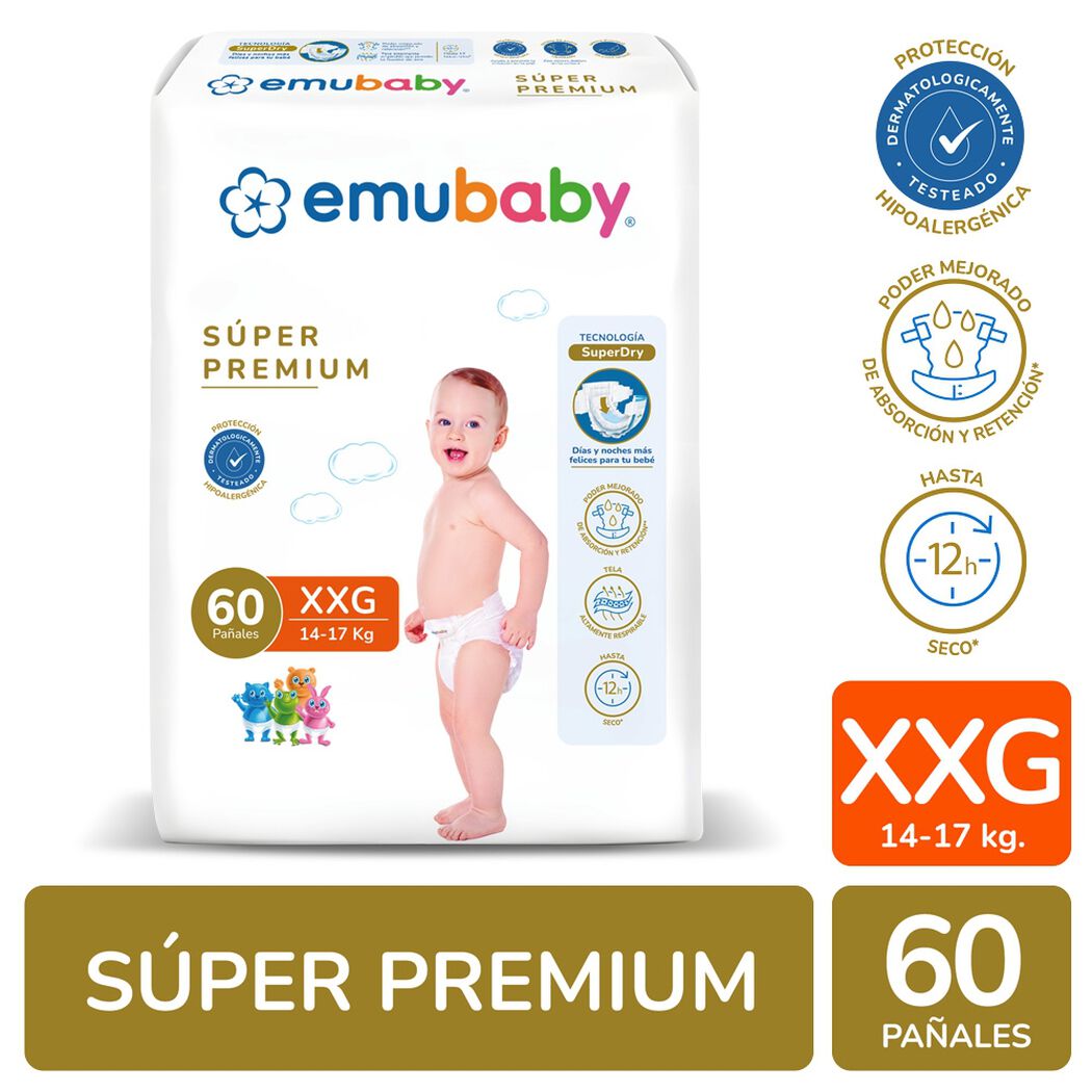 Pa&ntilde;ales Emubaby Super Premium XXG 60 un, , large image number 0