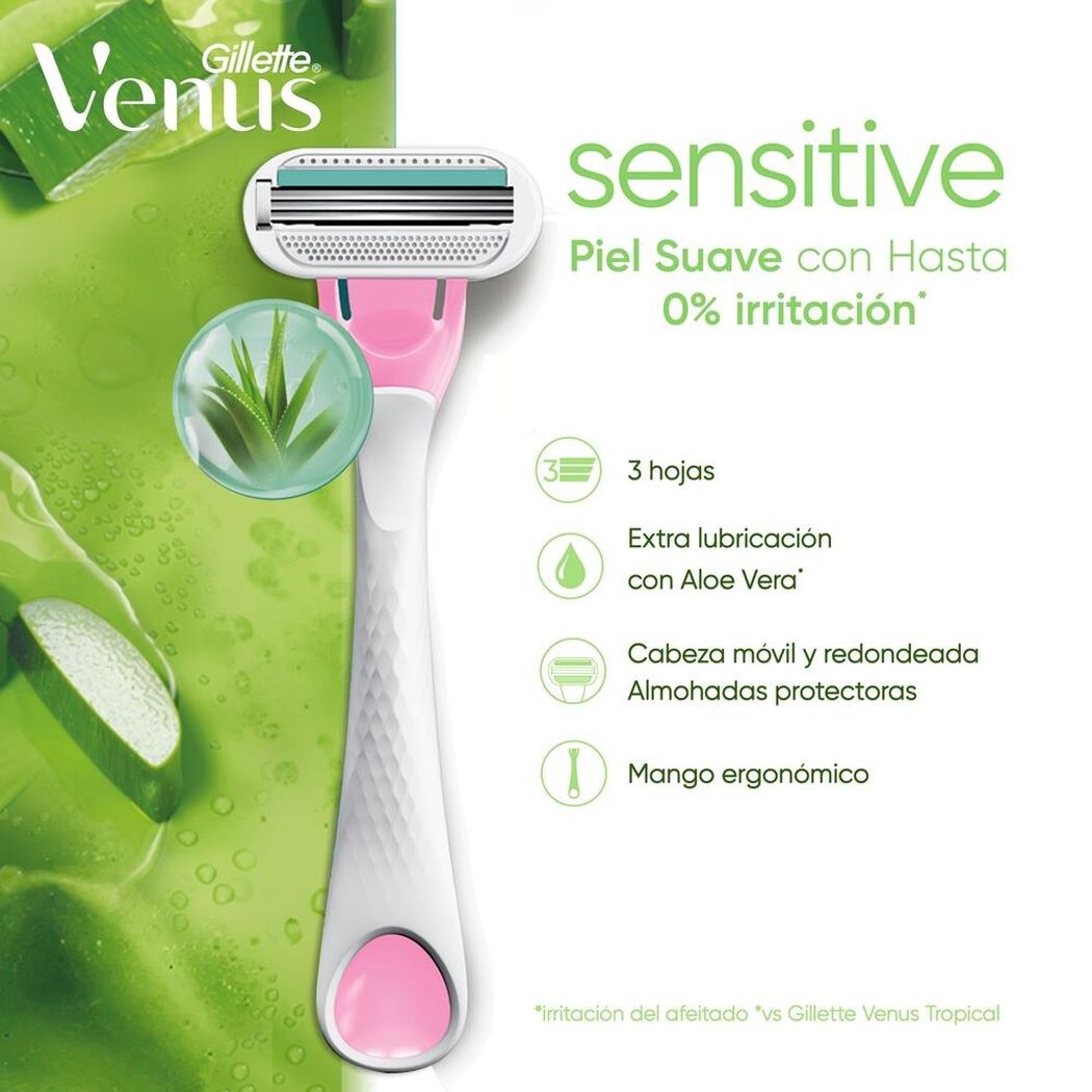 Máquina De Afeitar Desechable Gillette Venus Sensitive  Para Piel Sensible, 2 Unidades, , large image number 1