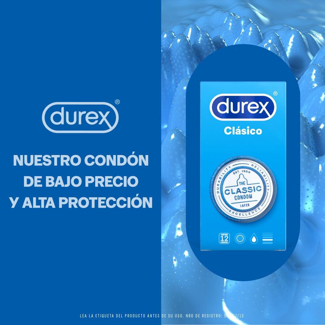 Durex Condones Cl&aacute;sico 12 unidades, , large image number 1