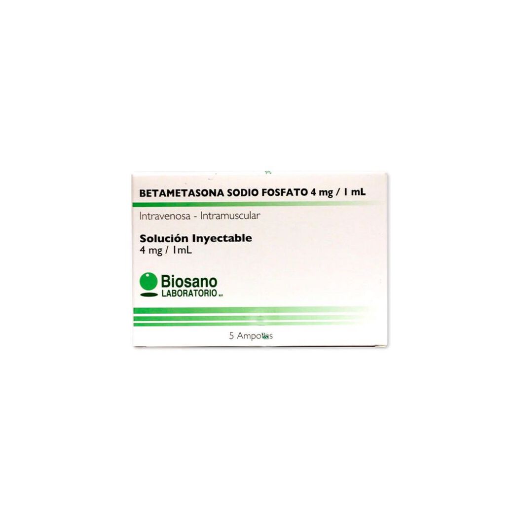 Betametasona 4 mg/ml Solución Inyectable Caja 5 Ampollas BIOSANO, , large image number 0