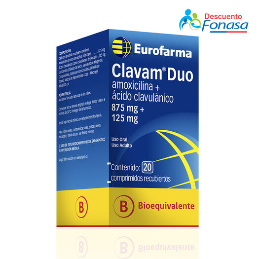 Clavam Duo 875 mg/125 mg x 20 Comprimidos Recubiertos, , large image number 0
