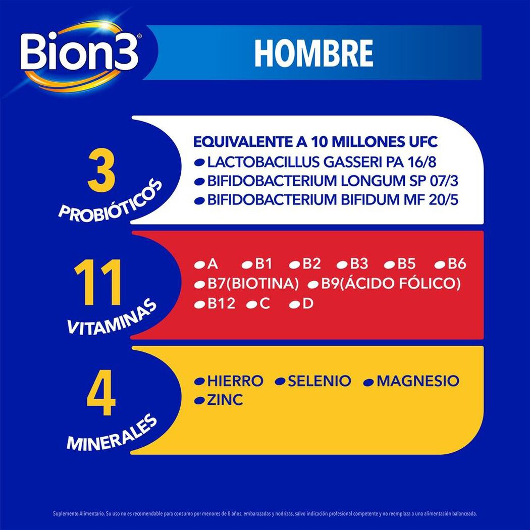 Bion 3 Hombre 30 Comprimidos Recubiertos, , large image number 3