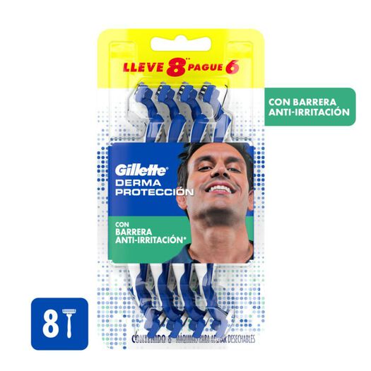 Máquinas Para Afeitar Gillette Derma Protección Desechables 8 Unidades, , large image number 0