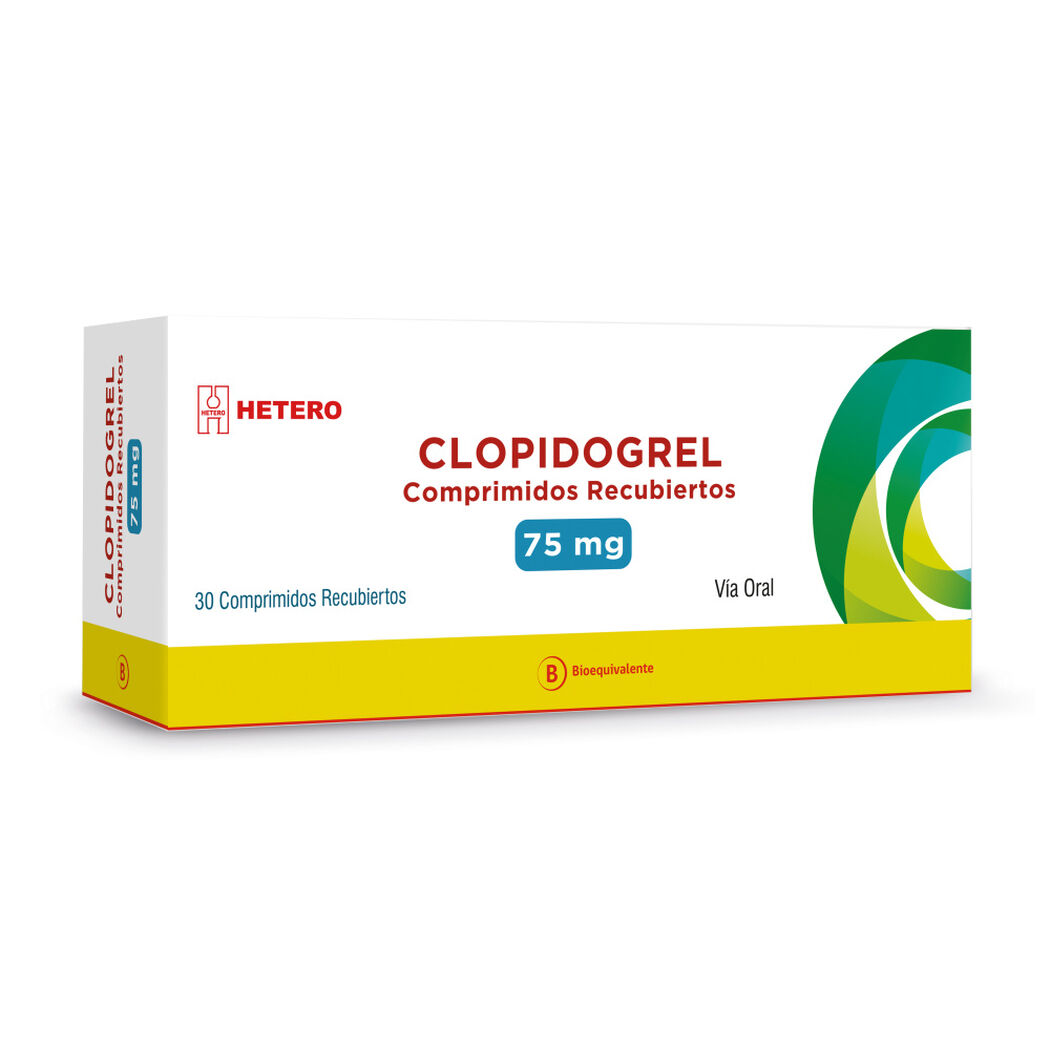 Clopidogrel 75 mg x 30 Comprimidos Recubiertos SEVEN PHARMA CHILE SPA, , large image number 0