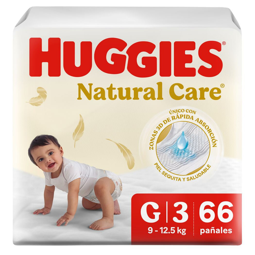 Pa&ntilde;ales Huggies Natural Care G 66 un, , large image number 0