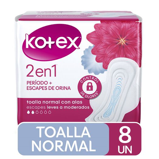 Toallas Higienicas Kotex 2en1 Normal 8 un, , large image number 0