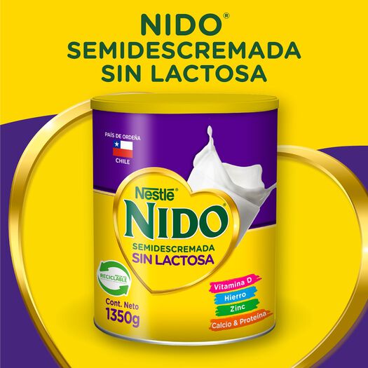 Leche en Polvo Nido Semidescremada Sin Lactosa 1350g , , large image number 1