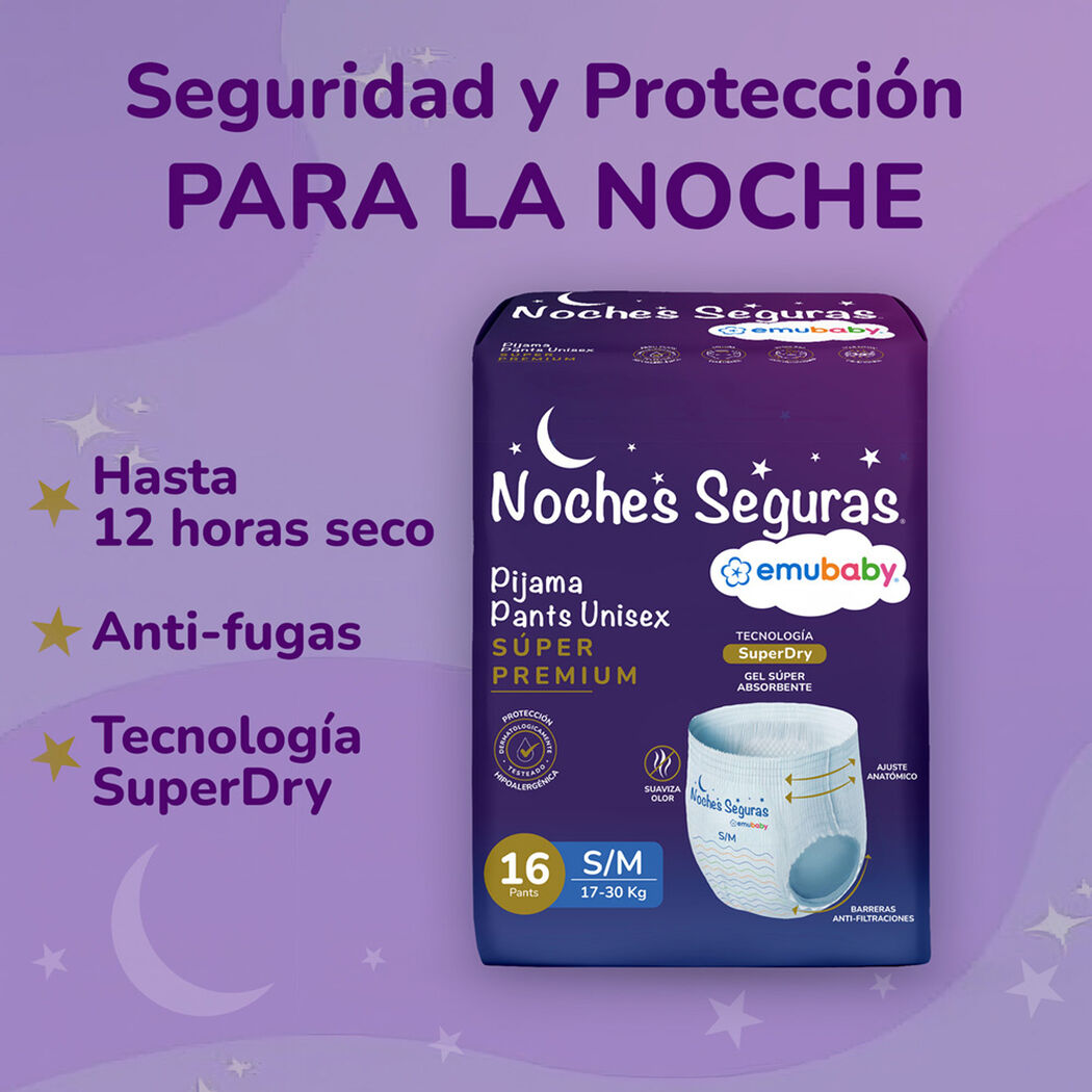 Pa&ntilde;ales Pijamas Pants Noches Seguras 27-57 kg L/XL x 14 unidades, , large image number 3