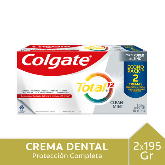 Colgate Pack Pasta Dental Total 12 Clean Mint 195 g x 1 Pack, , large image number 0