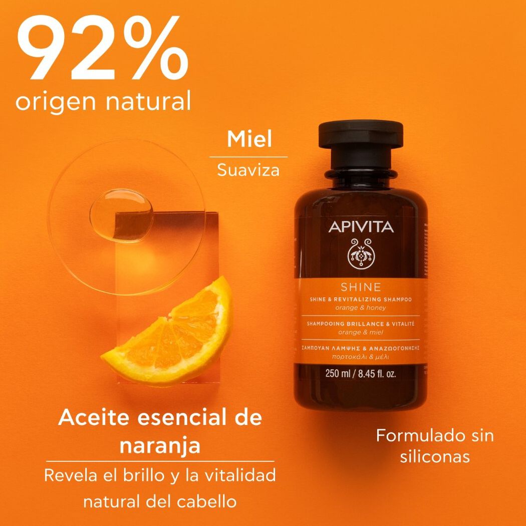 Shampoo Apivita Brillo Revitalizante 250 mL, , large image number 2
