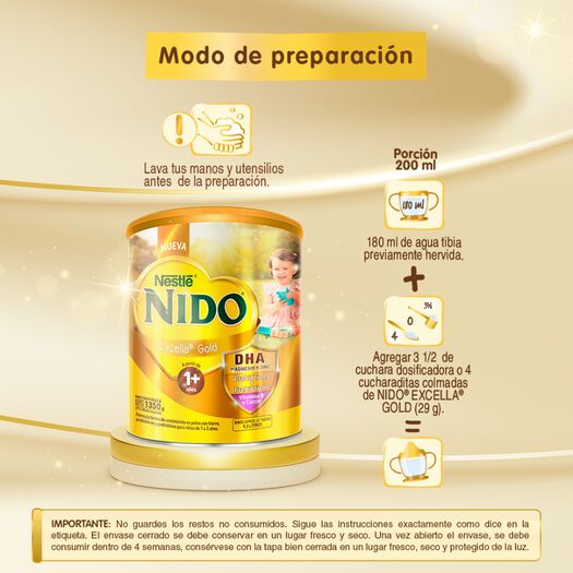 Fórmula Láctea Nido Etapa 1+ 1350g Excella Gold, , large image number 3