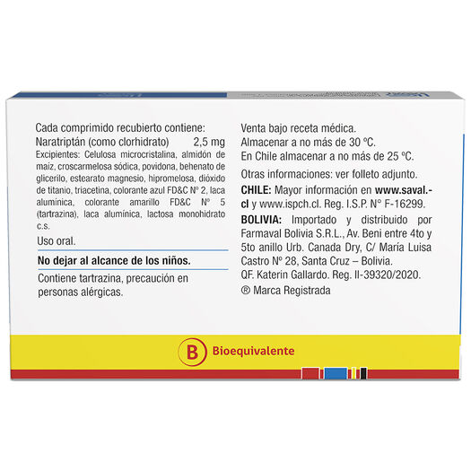 MIGTAL Naratriptán 2,5 mg 2 comprimidos, , large image number 1