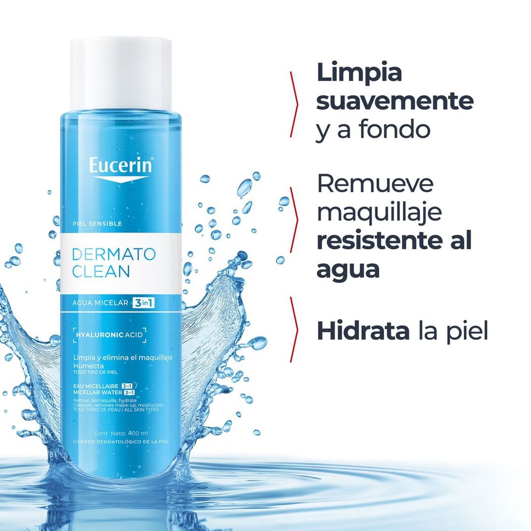 Agua Micelar Eucerin Dermatoclean Hyaluron 400 mL, , large image number 2