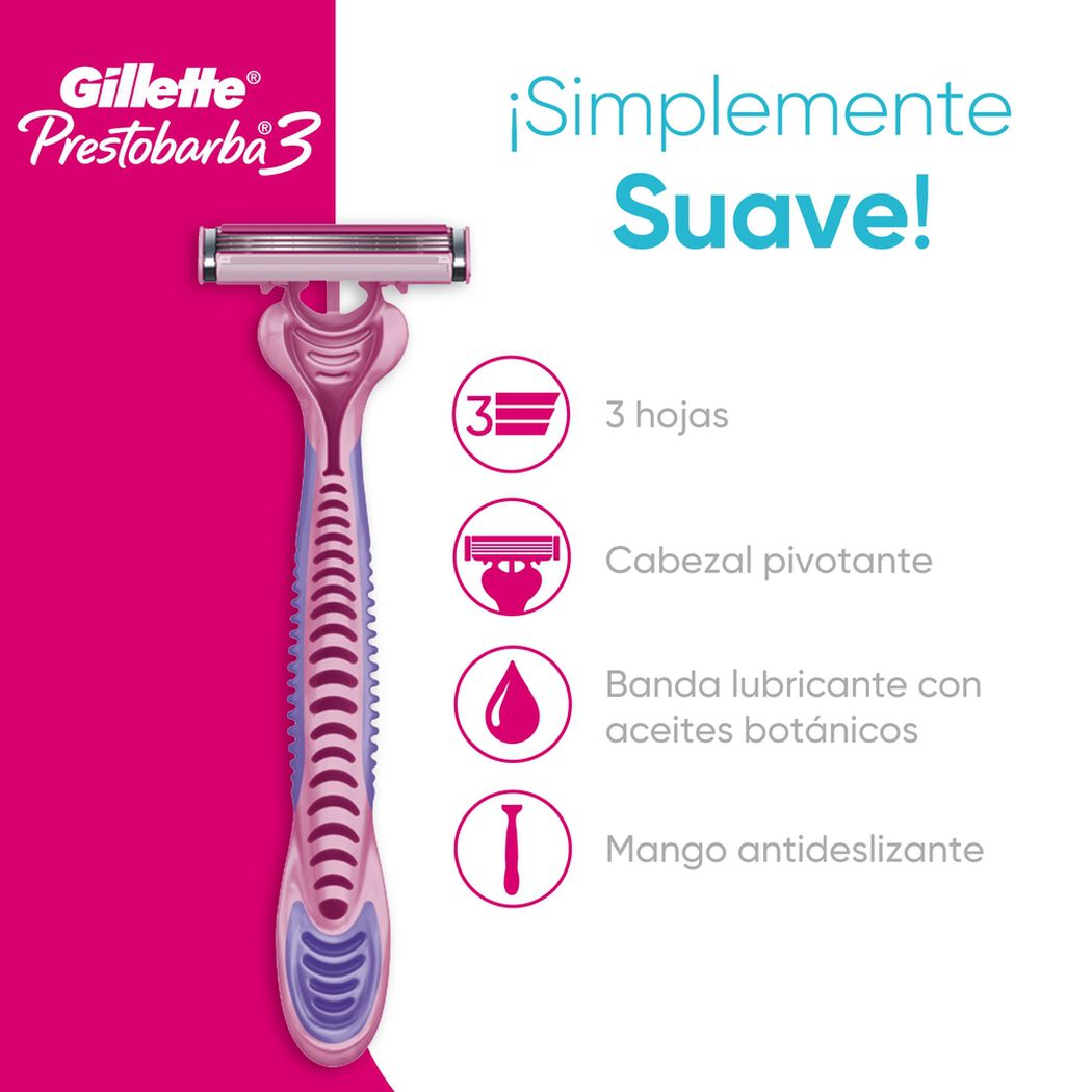 M&aacute;quina de Afeitar Gillete Prestobarba 3 Woman 2 un, , large image number 1