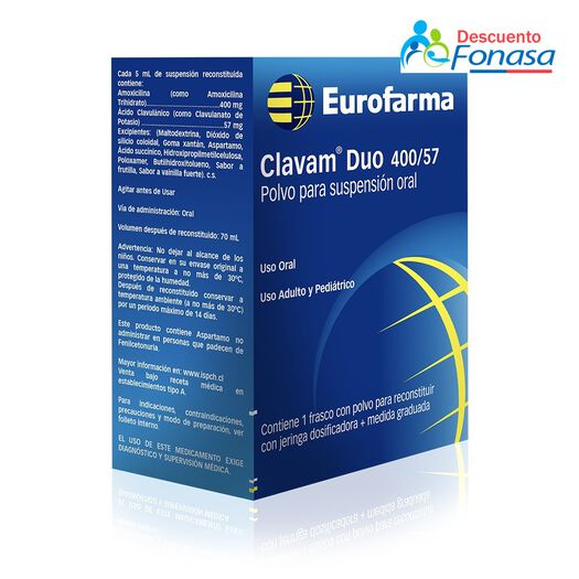 Clavam Duo 400 mg/57 mg/5 mL x 70 mL Polvo para Suspensión Oral, , large image number 0