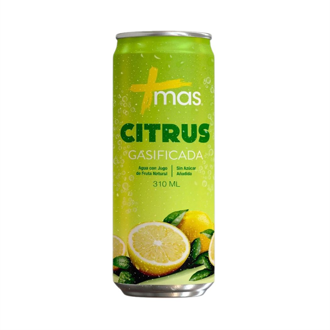 Lata Agua Mas Citrus Con Gas 310Ml, , large image number 0