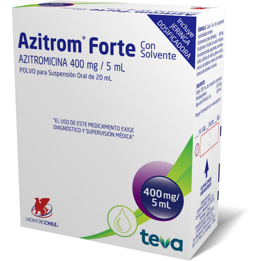 Azitrom Forte 400 mg/5 mL x 20 mL Polvo para Suspensión Oral con Solvente, , large image number 0
