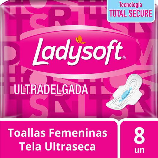 Ladysoft Toalla Higienica Ultra Delgada Tela Ultraseca Con Alas x 8 Unidades, , large image number 0