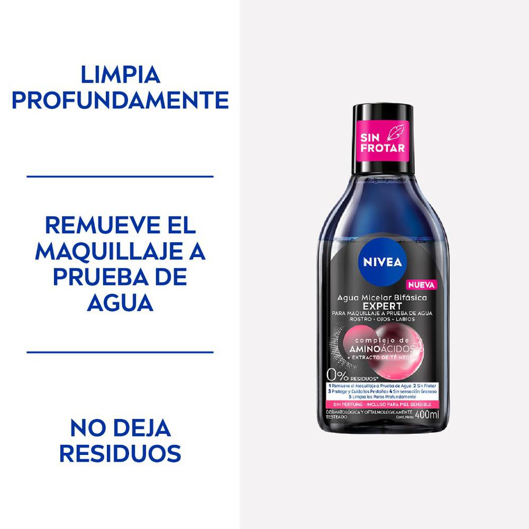 Agua Micelar Nivea Bifásica Expert 400 mL, , large image number 1