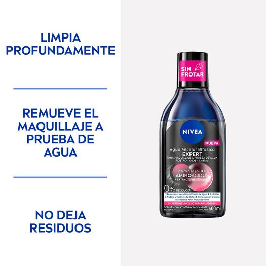 LOCIÓN MICELAR EXPERT NIVEA WATERPROOF MAKE UP REMOVER 400ML, , large image number 1