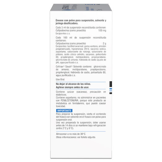 Cefirax 100 mg/5 mL x 75 mL Polvo Para Suspensión Oral Con Solvente, , large image number 1