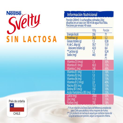 Leche en Polvo Svelty Sin lactosa Descremada 800g , , large image number 4