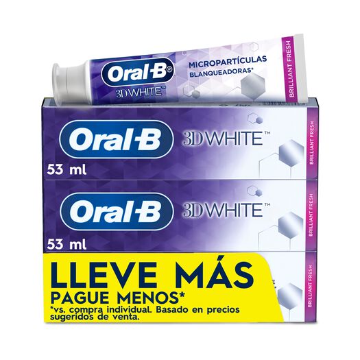 Pasta De Dientes Oral-B 3d White Brilliant Fresh 53ml, 3 Unidades, , large image number 0
