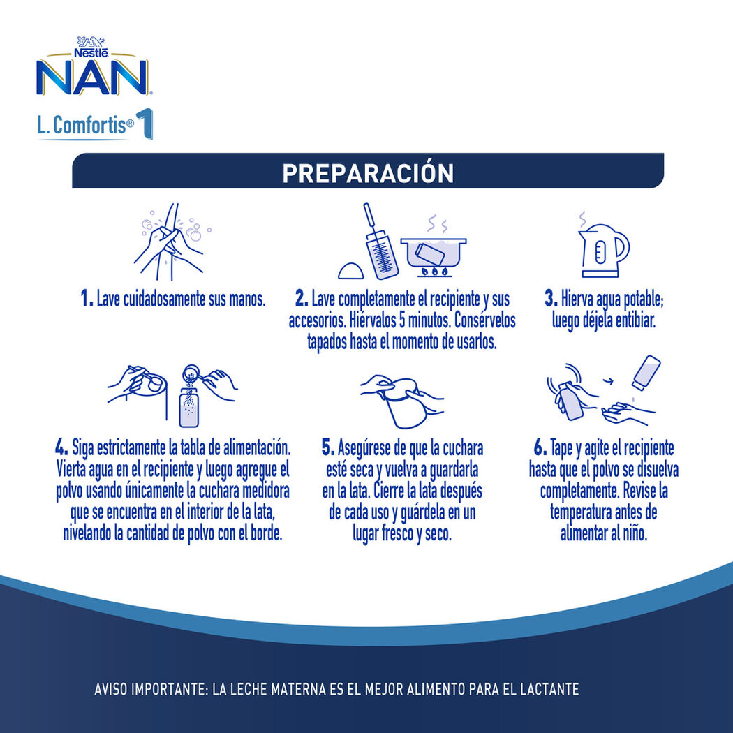 F&oacute;rmula Infantil Nan 1 L Comfortis 800 g, , large image number 2