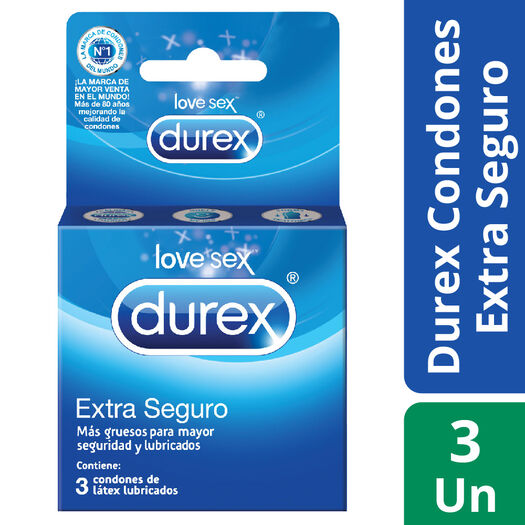 Durex Condones Extra Seguro 3 unidades, , large image number 0